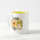 ラブママライフサンフラワーモダン ツートーンマグカップ (正面左)