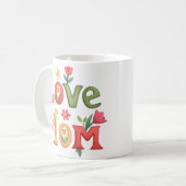 ラブママ文字と花 コーヒーマグカップ (正面左)