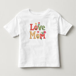 ラブママ文字と花 トドラーTシャツ
