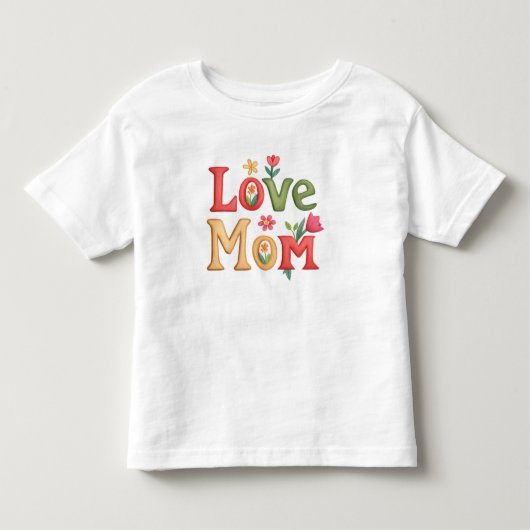ラブママ文字と花 トドラーTシャツ (正面)