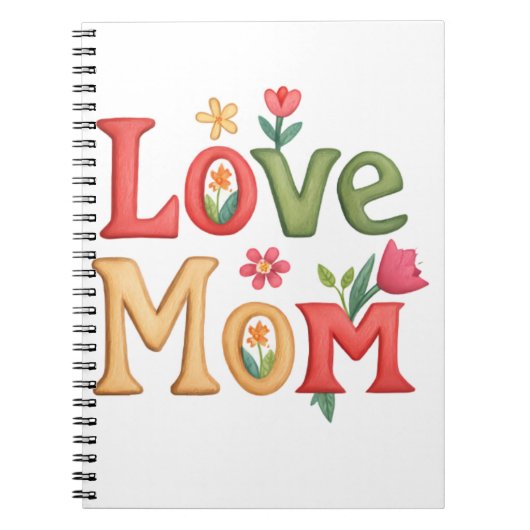 ラブママ文字と花 ノートブック (正面)