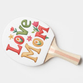 ラブママ文字と花 卓球ラケット (横)