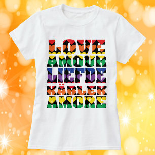 ラブマルチランゲージズハートレインボー Tシャツ