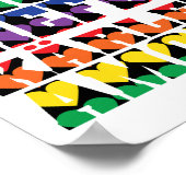 ラブマルチランゲージレインボーハート ポスター (角)