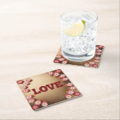 ラブマルーン金ゴールドコースターセット スクエアペーパーコースター (インサイチュ)