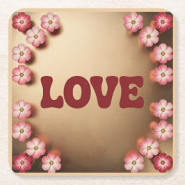 ラブマルーン金ゴールドコースターセット スクエアペーパーコースター