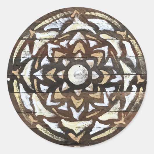 ラブマンダラステッカー、ホワイト ラウンドシール (正面)