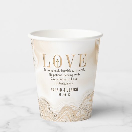 ラブマーベルカラメルスワール聖なる書物、 経典エペソ4:2 紙コップ (正面)