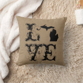 ラブミシガン州素朴なシックなバーラップヴィンテージ クッション (ブランケット)