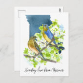 ラブミズーリBluebirds Hawthornの花を送信 ポストカード (正面/裏面)