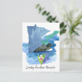 ラブミネソタルーンレディースリッパーレイクを送信 ポストカード (スタンド正面)