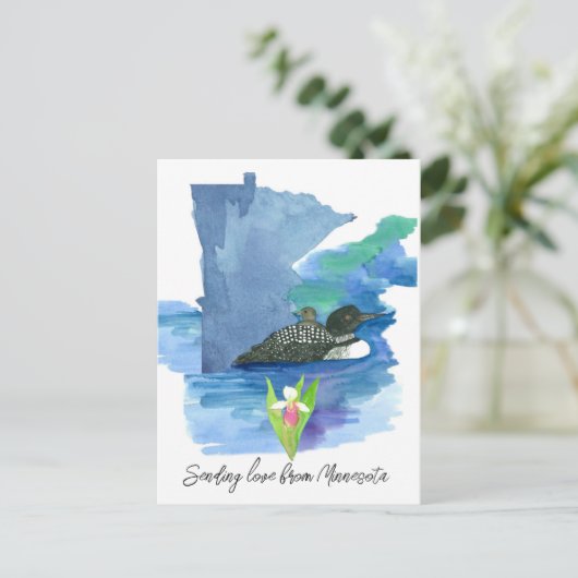 ラブミネソタルーンレディースリッパーレイクを送信 ポストカード (スタンド正面)