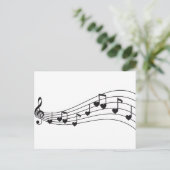 ラブミュージック、赤い音符とハートデザイン ポストカード (スタンド正面)