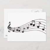 ラブミュージック、赤い音符とハートデザイン ポストカード (正面/裏面)