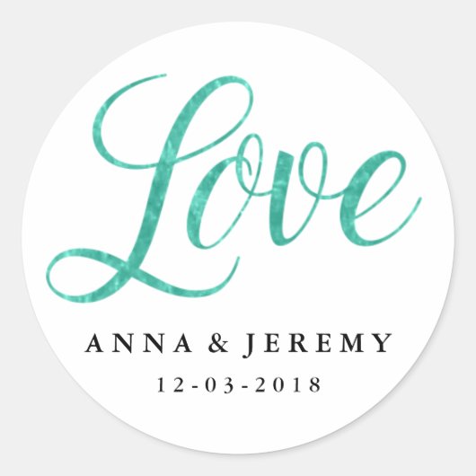 ラブミントウォーターカラーウェディングステッカー ラウンドシール (正面)