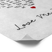 ラブミーテンダーグレーハートソングリリックプリント ポスター (角)