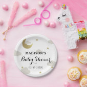ラブムーンアンドバックグリッター星雲ベビーシャワー ペーパープレート (パーティー)