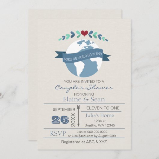 ラブメイクザワールドゴーラウンドブライダルシャワー招待状 招待状 (正面/裏面)