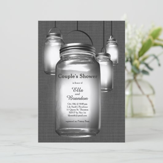ラブメイソンジャースヴィンテージカップルのシャワー招待状 招待状 (スタンド正面)