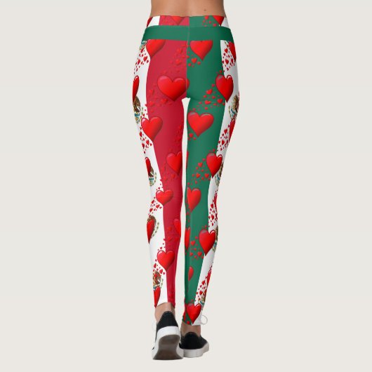 ラブメキシコ国旗走の赤いハート レギンス (裏面)
