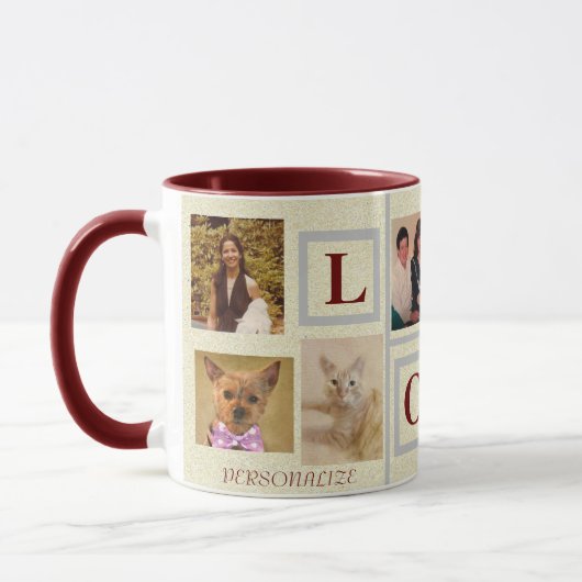 ラブメッセージ簡単塗りつぶし8写真コラージュ マグカップ (左)