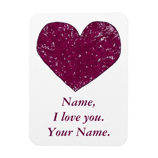 ラブメッセーパーソナライズされたジレースハートマグネット マグネット (縦)