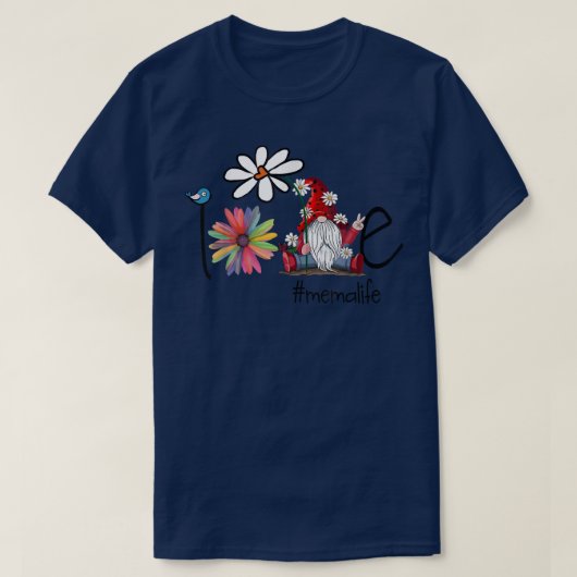 ラブメマライフ格言フラワーアートバード祖母 Tシャツ (デザイン正面)