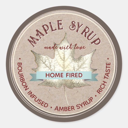 ラブメープルシロップのギフトラベルを焼いたホーム ラウンドシール (正面)
