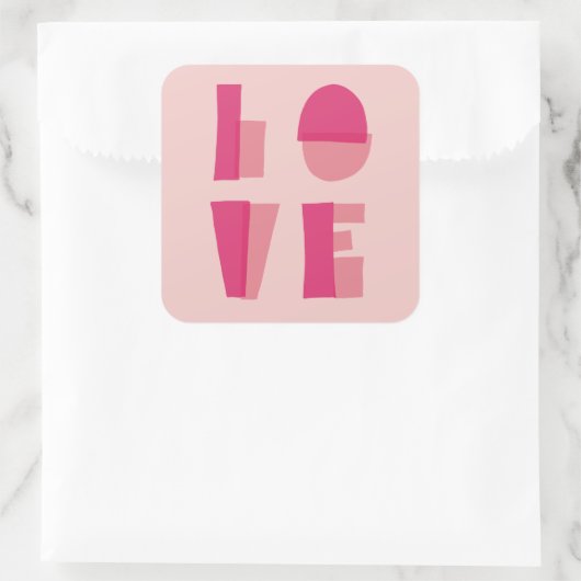 ラブモダンタイポグラフィバレンタインデー スクエアシール (バッグ)