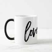 ラブモダントレンディースクリプトタイポグラフィタイプブラック モーフィングマグカップ (左)