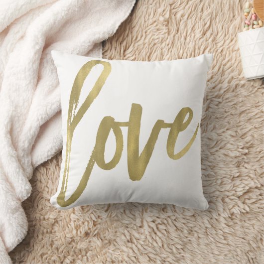 ラブモダントレンディースクリプトタイポグラフィタイプ金ゴールド クッション (ブランケット)