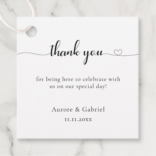 ラブモダンハートエレガント白黒結婚ズ フェイバータグ (正面)