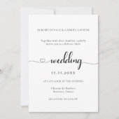 ラブモダンハートエレガント白黒結婚ズ 招待状 (正面)