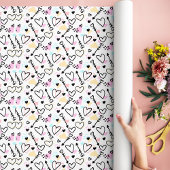 ラブモダンハートトレンディーロマンチックなドードルパターン ラッピングペーパー