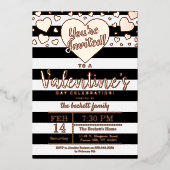 ラブモダンハートバレンタインデーパーティー実在 箔招待状 (正面)