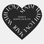 ラブモダンプロダクトで手作りブラック&ホワイト ハートシール (正面)