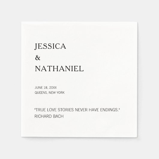 ラブモダン引用文白黒結婚ズ スタンダードカクテルナプキン (正面)