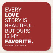 ラブモダン引用文 | カップル名 スクエアペーパーコースター (正面)