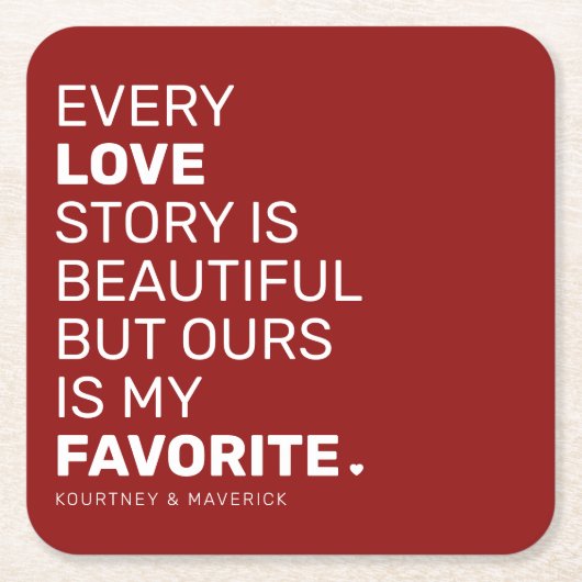 ラブモダン引用文 | カップル名 スクエアペーパーコースター (正面)
