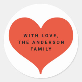 ラブモダン赤いハートクリスマスホリデーギフトラベル ラウンドシール