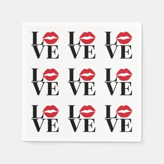 ラブモダン レッドリップス ペーパーナプキン スタンダードカクテルナプキン (正面)