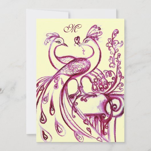 ラブモノグラムのピーコック2赤ピンク金ゴールド 案内状 (正面)