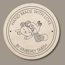 ラブモノグラム製糸手付猫 ラウンドシール