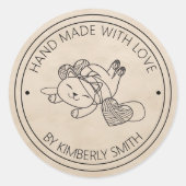 ラブモノグラム製糸手付猫 ラウンドシール (正面)