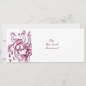 ラブモノグラム赤ピンクのピーコック金ゴールド 案内状 (裏面)