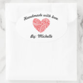 ラブヤーンで手作りハート 楕円形シール (バッグ)