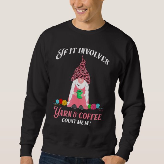 ラブヤーンとコーヒー格言ヒョウ女性ティー スウェットシャツ (正面)