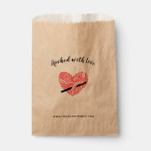 ラブヤーンに引っ掛けたクロシェハート工芸品 フェイバーバッグ (正面)