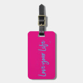 ラブユアライフタイポグラフィブルー ラゲッジタグ (正面縦)