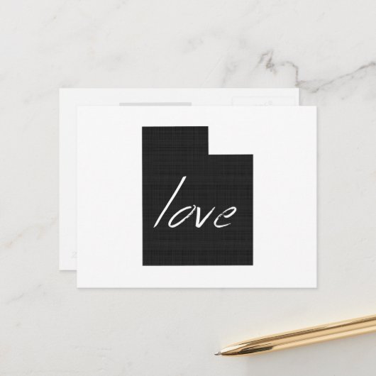 ラブユタシェイプアンティークブラックウタハンシャルボード ポストカード (正面/裏面インサイチュ)